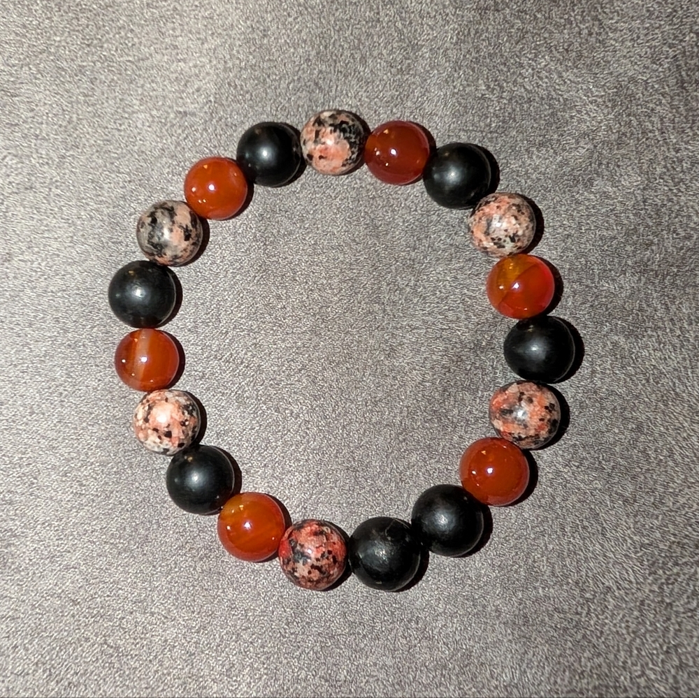 Shungite, Carnelian, And Jasper Bracelet